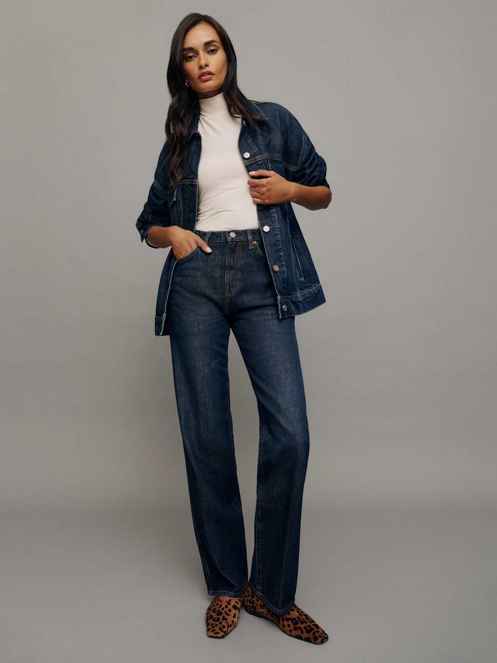 Reformation Val 90s Mid Rise Straight Jeans in Ahurani